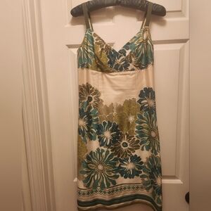 Ann Taylor thin strapped, fall colored dress with silk lining EUC